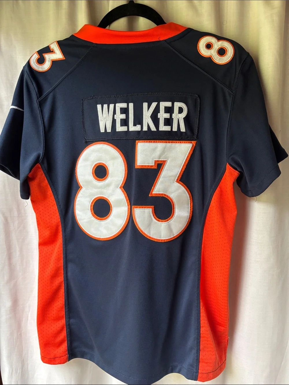 Nike Broncos #83 Navy and Orange Football Jersey
